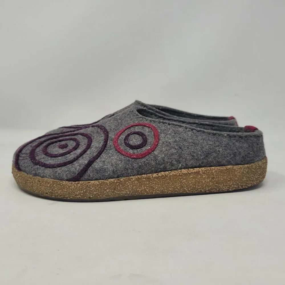 Haflinger Clogs EU40 US9 Gray Wool Felt Swing Swirls Geometric Slippers Slip On - Picture 6 of 11